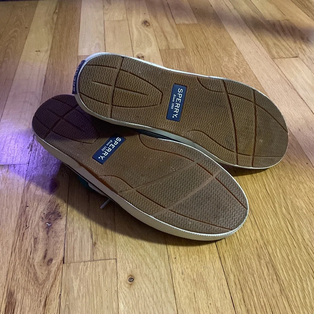 Green and Grey slip on canvas boat shoe